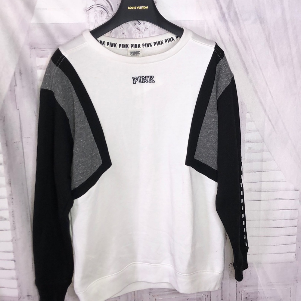 Pink white pull over sweater